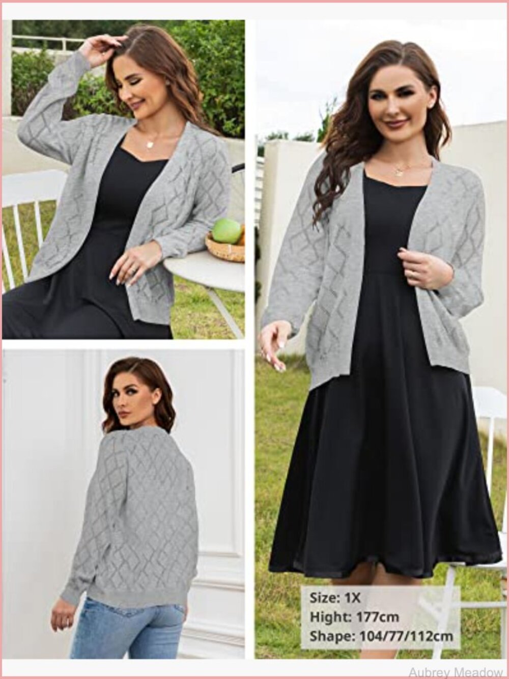 Lightweight Open Front Cardigan Sweater Long Sleeve Hollow Out - Picture 3 of 7